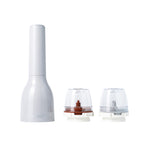 Darčeková sada FinaMill – lesklý sivý batériový mlynček s dvoma zásobníkmi