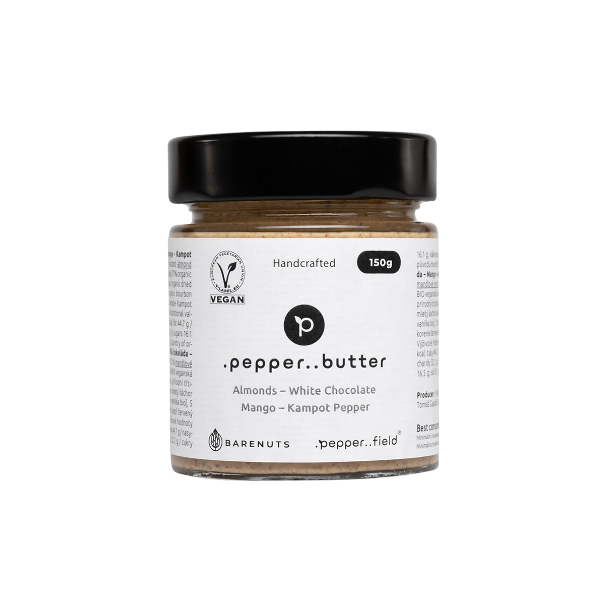 Mandlové máslo s bílou čokoládou, mangem a Kampotským pepřem 150 g