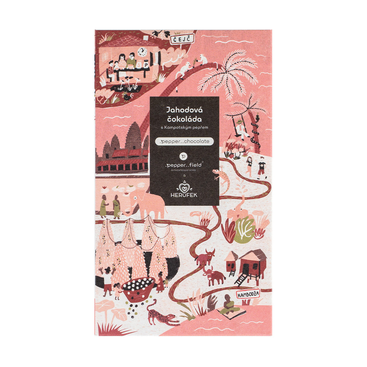 Jahodová čokoláda s lyofilizovaným Kampotským pepřem – .pepper..chocolate 50 g
