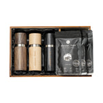 Ensemble de 3 moulins + 3 sachets de poivre de Kampot (3× 50 g) dans un énorme coffret cadeau