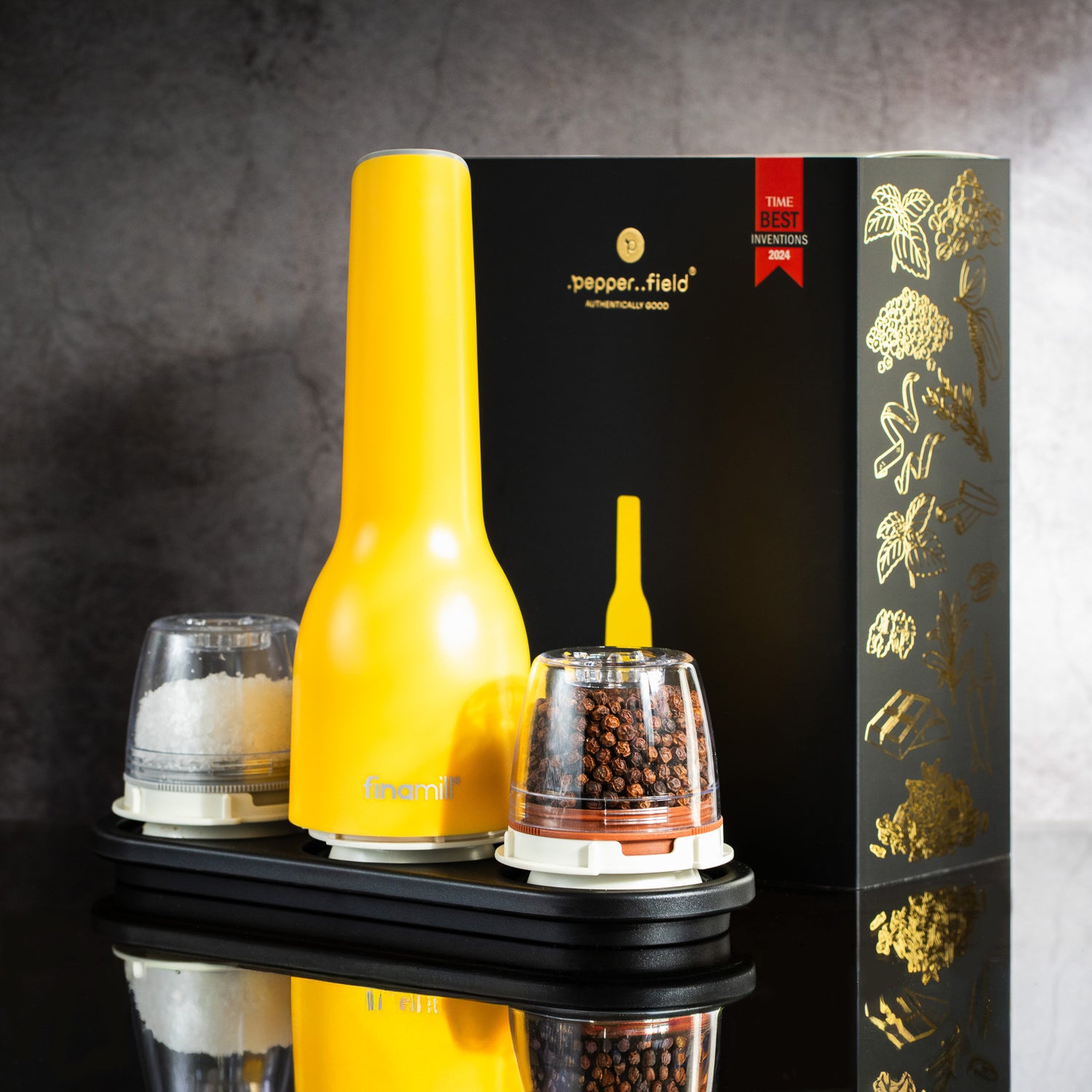 FinaMill Gift Set – Yellow Rechargeable Grinder with Two Cartridges