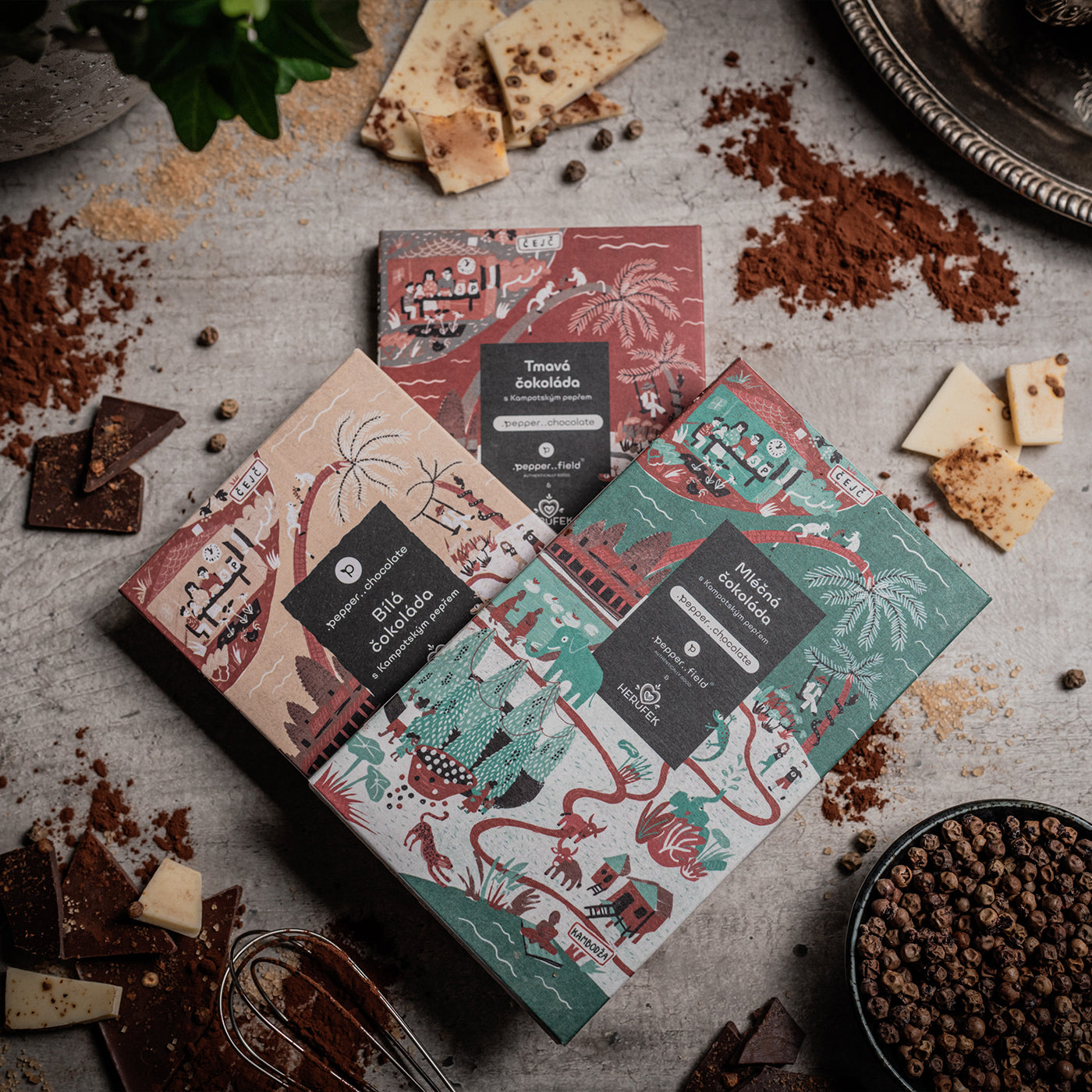 Čokoláda s Kampotským pepřem – .pepper..chocolate (3× 50 g)
