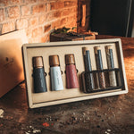 Luxury gift box made from recycled cardboard with 3 grinders and Kampot  m of pepper in test tubes with a stand (3× 70 g)