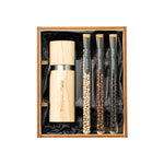 Ensemble de tubes à essai avec 3 types de poivre de Kampot + moulin dans coffrets cadeaux (3× 10 g)