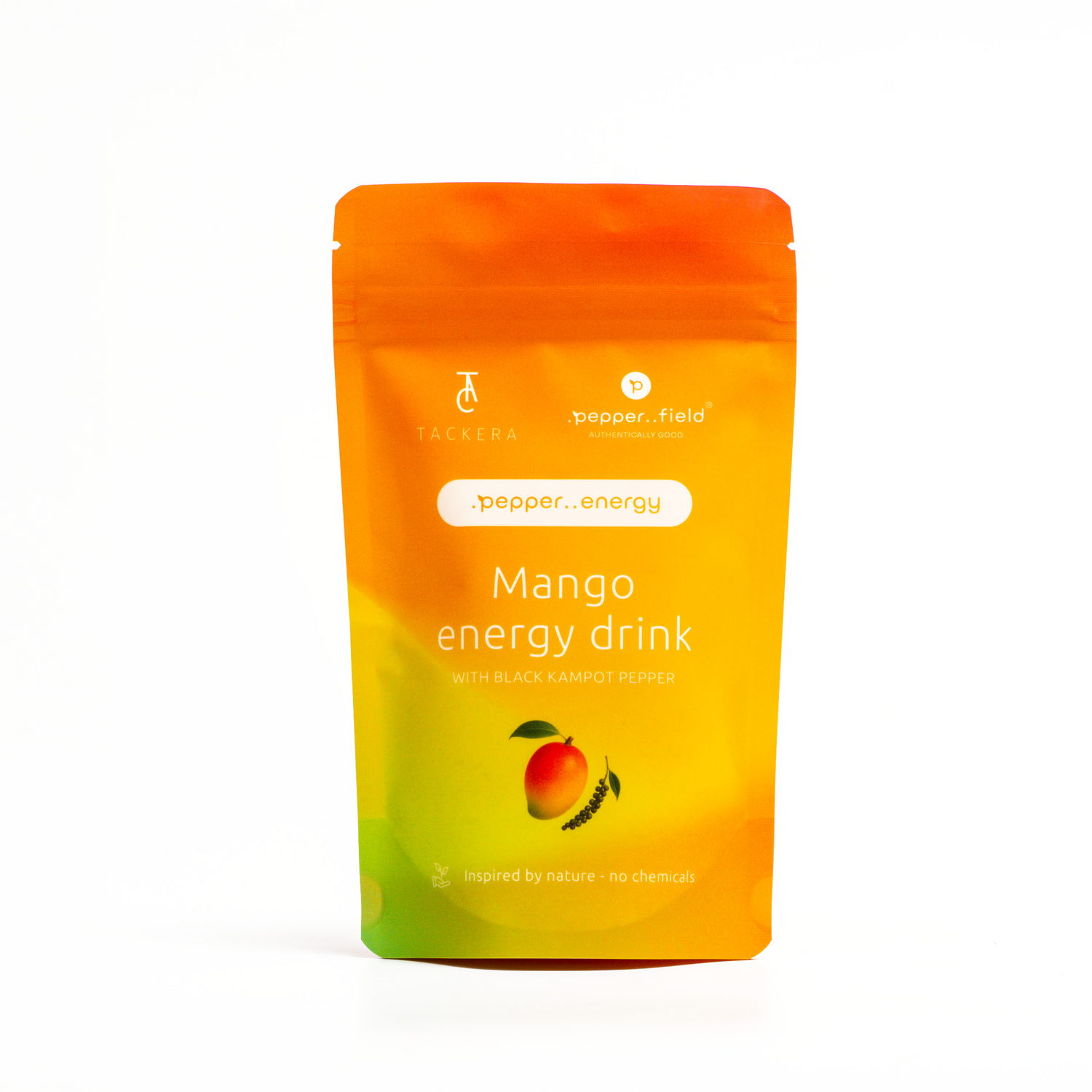 Mango energy drink s přírodními složkami s černým Kampotským pepřem
