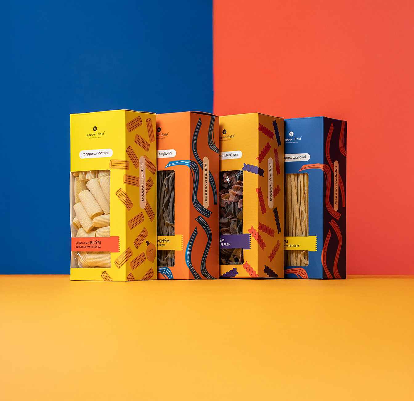 Special offer set of colourful pasta with Kampot pepper