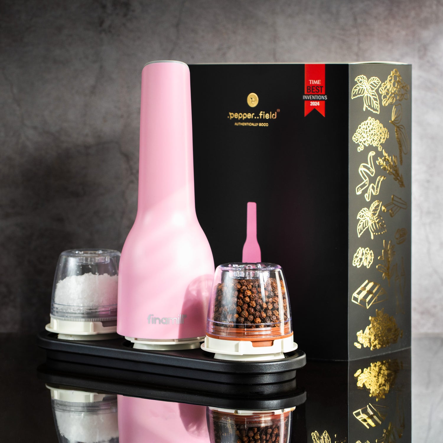 FinaMill rose, moulin rechargeable avec deux réservoirs 